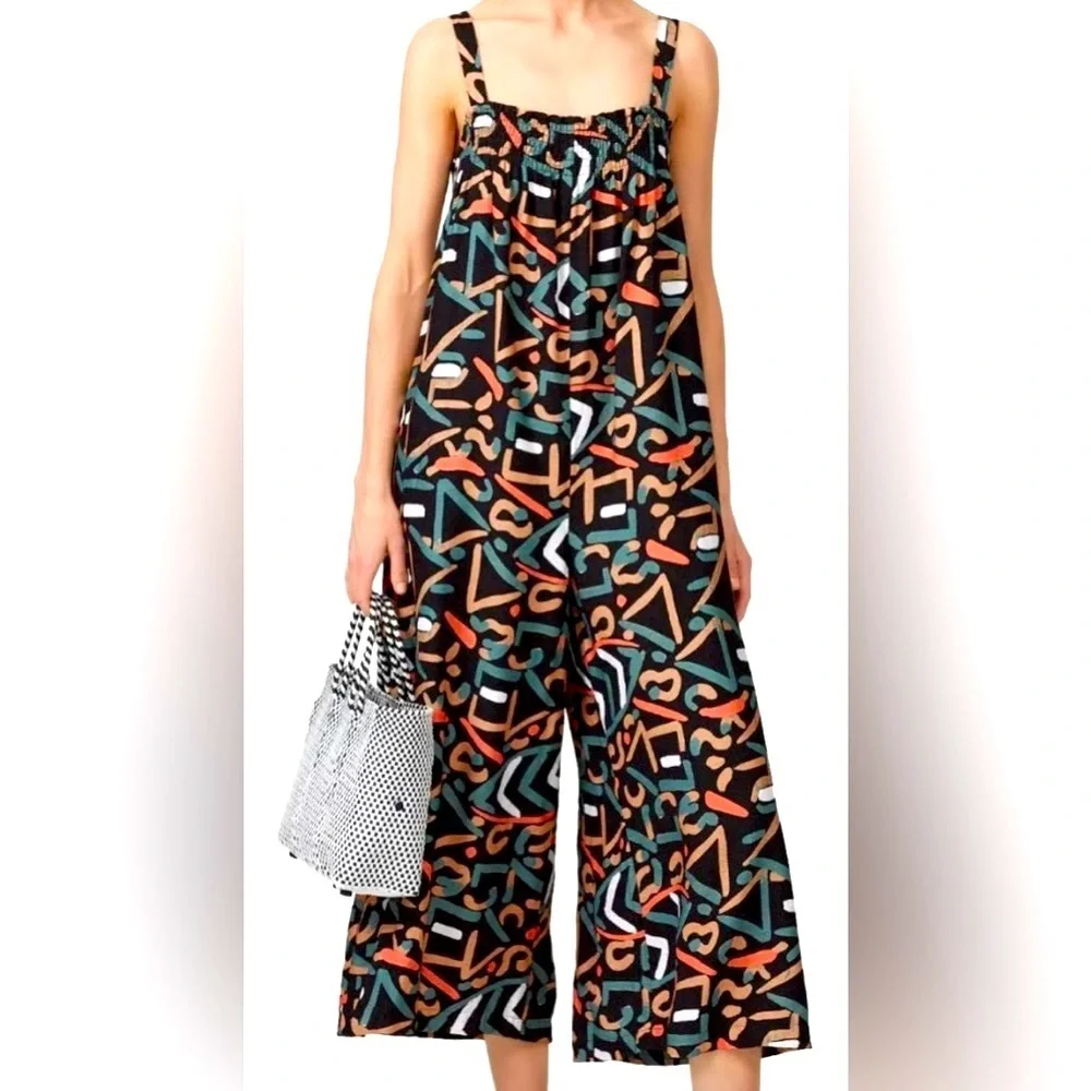The Odells‎ NWOT Abstract Print Wide Leg Jumpsuit XS Boho Festival